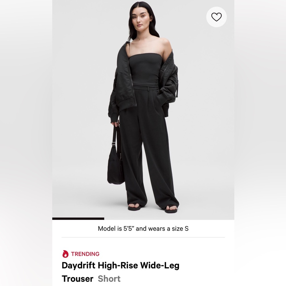 lululemon athletica Black Day Drift Wide Leg pants, Medium, short